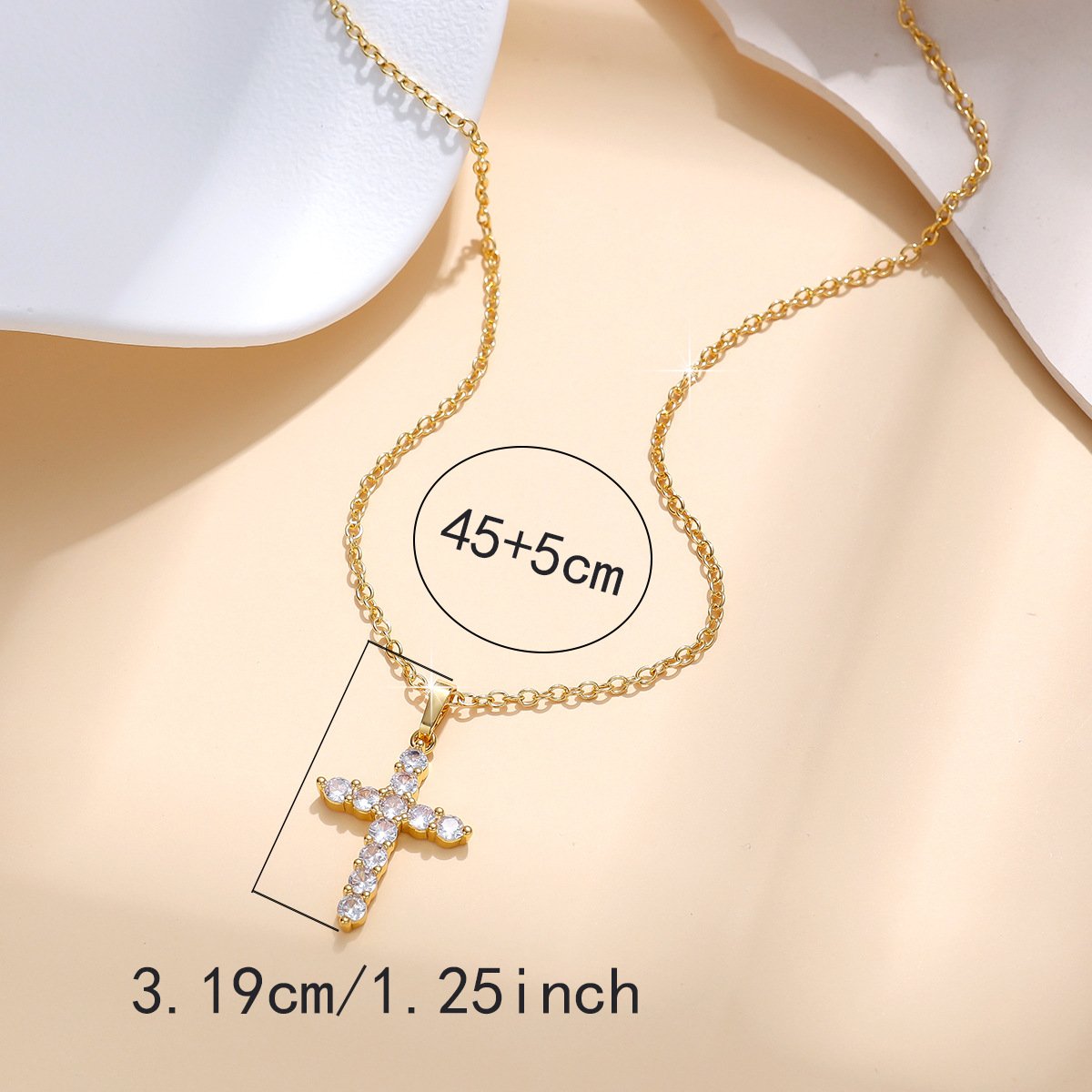 Cross-Border Bestseller Zircon Cross Gold-Plated Necklace for Women, INS Niche Design, Influencer Clavicle Cross Pendant Chain