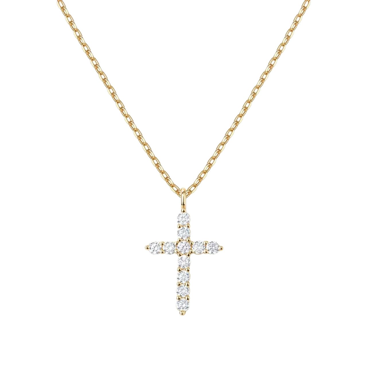 Cross-Border Bestseller Zircon Cross Gold-Plated Necklace for Women, INS Niche Design, Influencer Clavicle Cross Pendant Chain